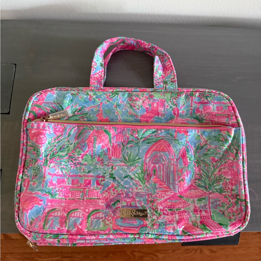 Lilly Pulitzer Pink and Green cosmetic Bag with handle